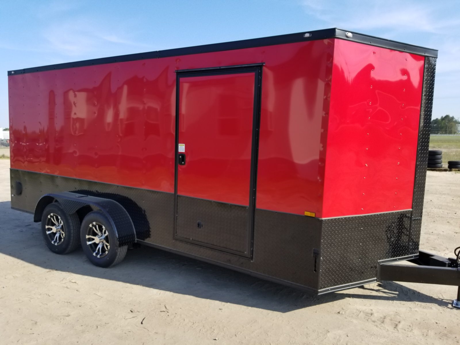 7x16 Custom Red Black Toy Hauler