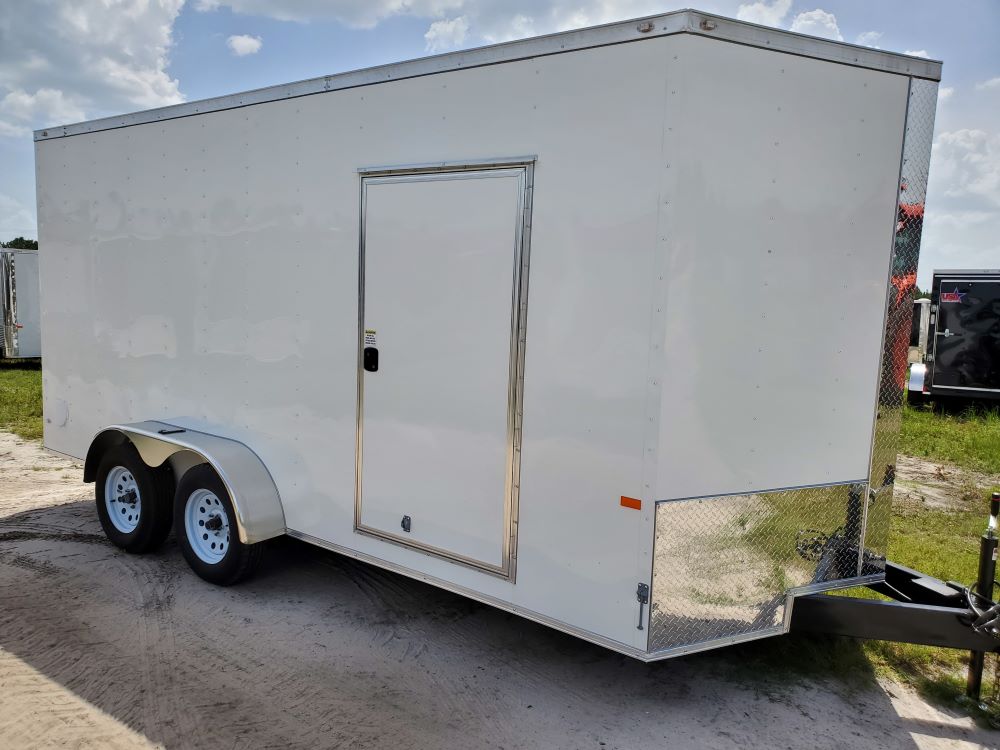 Tall Enclosed Trailers 7x16 White 7ft Interior Height